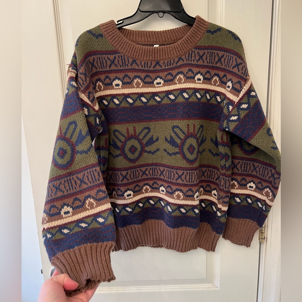 Patterned pullover Grandpa Sweater
